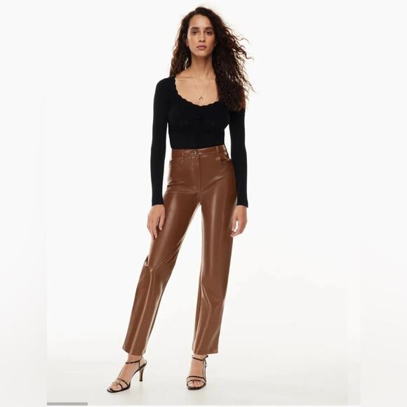 Aritzia Brown faux leather Pants Set - Picture 1 of 12